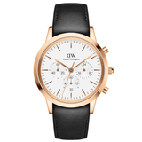 Buy Shop Daniel Wellington Iconic Chronograph Sheffield White Dial Black Leather Strap Watch For Men - DW00100646 USA Online