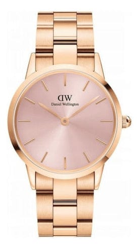 Buy Shop Daniel Wellington Iconic Donna Pink Dial Rose Gold Steel Strap Watch For Women - DW00100331 USA Online