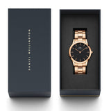 Buy Shop Daniel Wellington Iconic Link Black Dial Rose Gold Steel Strap Watch For Men - DW00100344 USA Online