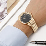 Buy Shop Daniel Wellington Iconic Link Black Dial Rose Gold Steel Strap Watch For Men - DW00100344 USA Online