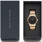 Buy Shop Daniel Wellington Iconic Link Black Dial Rose Gold Steel Strap Watch For Men - DW00100344 USA Online