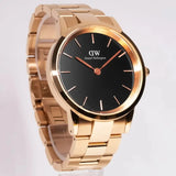 Buy Shop Daniel Wellington Iconic Link Black Dial Rose Gold Steel Strap Watch For Men - DW00100344 USA Online