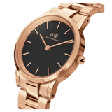 Buy Shop Daniel Wellington Iconic Link Black Dial Rose Gold Steel Strap Watch For Men - DW00100344 USA Online