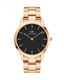 Buy Shop Daniel Wellington Iconic Link Black Dial Rose Gold Steel Strap Watch For Men - DW00100344 USA Online