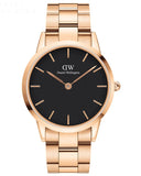 Buy Shop Daniel Wellington Iconic Link Black Dial Rose Gold Steel Strap Watch For Men - DW00100344 USA Online