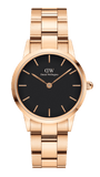 Buy Shop Daniel Wellington Iconic Link Black Dial Rose Gold Steel Strap Watch For Men - DW00100344 USA Online