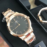 Buy Shop Daniel Wellington Iconic Link Black Dial Rose Gold Steel Strap Watch for Women - DW00100210 USA Online