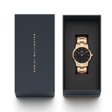 Buy Shop Daniel Wellington Iconic Link Black Dial Rose Gold Steel Strap Watch for Women - DW00100210 USA Online