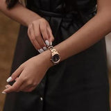 Buy Shop Daniel Wellington Iconic Link Black Dial Rose Gold Steel Strap Watch for Women - DW00100210 USA Online