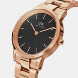 Buy Shop Daniel Wellington Iconic Link Black Dial Rose Gold Steel Strap Watch for Women - DW00100210 USA Online