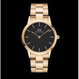 Buy Shop Daniel Wellington Iconic Link Black Dial Rose Gold Steel Strap Watch for Women - DW00100210 USA Online