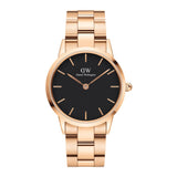 Buy Shop Daniel Wellington Iconic Link Black Dial Rose Gold Steel Strap Watch for Women - DW00100210 USA Online