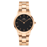 Buy Shop Daniel Wellington Iconic Link Black Dial Rose Gold Steel Strap Watch for Women - DW00100210 USA Online
