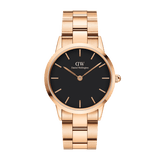 Buy Shop Daniel Wellington Iconic Link Black Dial Rose Gold Steel Strap Watch for Women - DW00100210 USA Online