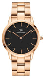 Buy Shop Daniel Wellington Iconic Link Black Dial Rose Gold Steel Strap Watch for Women - DW00100210 USA Online