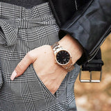 Buy Shop Daniel Wellington Iconic Link Black Dial Rose Gold Steel Strap Watch for Women - DW00100212 USA Online