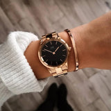 Buy Shop Daniel Wellington Iconic Link Black Dial Rose Gold Steel Strap Watch for Women - DW00100212 USA Online