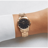 Buy Shop Daniel Wellington Iconic Link Black Dial Rose Gold Steel Strap Watch for Women - DW00100212 USA Online