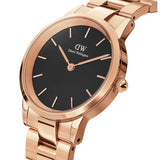 Buy Shop Daniel Wellington Iconic Link Black Dial Rose Gold Steel Strap Watch for Women - DW00100212 USA Online