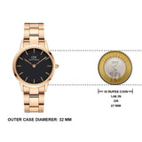 Buy Shop Daniel Wellington Iconic Link Black Dial Rose Gold Steel Strap Watch for Women - DW00100212 USA Online