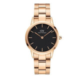 Buy Shop Daniel Wellington Iconic Link Black Dial Rose Gold Steel Strap Watch for Women - DW00100212 USA Online