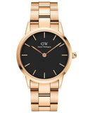 Buy Shop Daniel Wellington Iconic Link Black Dial Rose Gold Steel Strap Watch for Women - DW00100212 USA Online