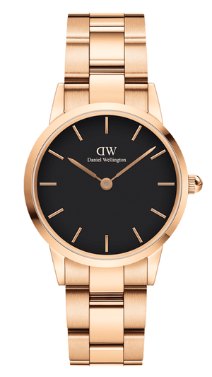Buy Shop Daniel Wellington Iconic Link Black Dial Rose Gold Steel Strap Watch for Women - DW00100212 USA Online