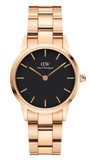 Buy Shop Daniel Wellington Iconic Link Black Dial Rose Gold Steel Strap Watch for Women - DW00100212 USA Online