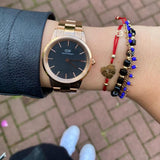 Daniel Wellington Iconic Link Black Dial Rose Gold Steel Strap Watch for Women - DW00100212