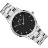 Buy Shop Daniel Wellington Iconic Link Black Dial Silver Steel Strap Watch for Women - DW00100204 USA Online