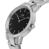 Buy Shop Daniel Wellington Iconic Link Black Dial Silver Steel Strap Watch for Women - DW00100204 USA Online
