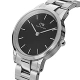 Buy Shop Daniel Wellington Iconic Link Black Dial Silver Steel Strap Watch for Women - DW00100204 USA Online