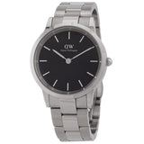 Buy Shop Daniel Wellington Iconic Link Black Dial Silver Steel Strap Watch for Women - DW00100204 USA Online
