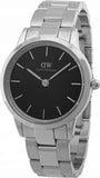 Buy Shop Daniel Wellington Iconic Link Black Dial Silver Steel Strap Watch for Women - DW00100204 USA Online