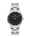Buy Shop Daniel Wellington Iconic Link Black Dial Silver Steel Strap Watch for Women - DW00100204 USA Online