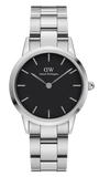 Buy Shop Daniel Wellington Iconic Link Black Dial Silver Steel Strap Watch for Women - DW00100204 USA Online