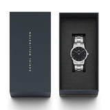 Buy Shop Daniel Wellington Iconic Link Black Dial Silver Steel Strap Watch For Women - DW00100206 USA Online