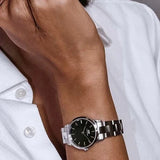 Buy Shop Daniel Wellington Iconic Link Black Dial Silver Steel Strap Watch For Women - DW00100206 USA Online