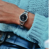 Buy Shop Daniel Wellington Iconic Link Black Dial Silver Steel Strap Watch For Women - DW00100206 USA Online