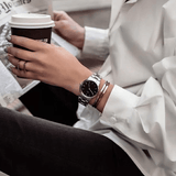 Buy Shop Daniel Wellington Iconic Link Black Dial Silver Steel Strap Watch For Women - DW00100206 USA Online