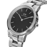 Buy Shop Daniel Wellington Iconic Link Black Dial Silver Steel Strap Watch For Women - DW00100206 USA Online