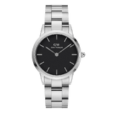 Buy Shop Daniel Wellington Iconic Link Black Dial Silver Steel Strap Watch For Women - DW00100206 USA Online