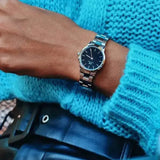 Buy Shop Daniel Wellington Iconic Link Black Dial Silver Steel Strap Watch For Women - DW00100208 USA Online