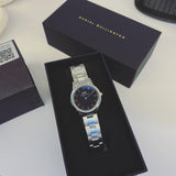 Buy Shop Daniel Wellington Iconic Link Black Dial Silver Steel Strap Watch For Women - DW00100208 USA Online