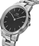 Buy Shop Daniel Wellington Iconic Link Black Dial Silver Steel Strap Watch For Women - DW00100208 USA Online