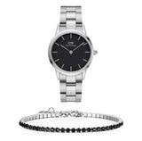 Buy Shop Daniel Wellington Iconic Link Black Dial Silver Steel Strap Watch For Women - DW00100208 USA Online
