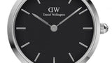 Buy Shop Daniel Wellington Iconic Link Black Dial Silver Steel Strap Watch For Women - DW00100208 USA Online