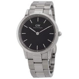 Buy Shop Daniel Wellington Iconic Link Black Dial Silver Steel Strap Watch For Women - DW00100208 USA Online