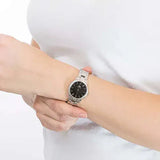 Daniel Wellington Iconic Link Black Dial Silver Steel Strap Watch For Women - DW00100208