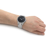 Buy Shop Daniel Wellington Iconic Link Black Dial Silver Steel Strap Watch For Women - DW00100342 USA Online